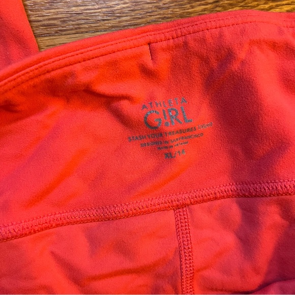 Athleta girl stash your treasures leggings fiery coral color size XL / 14 - Picture 5 of 9